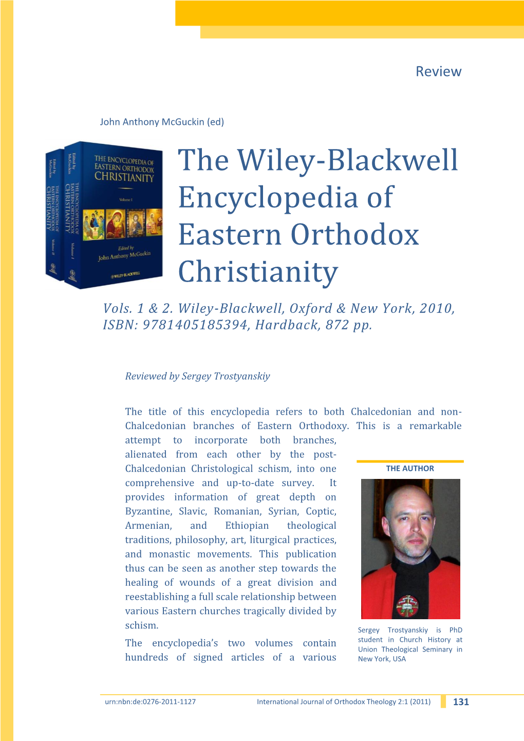 The Wiley-Blackwell Encyclopedia of Eastern Orthodox Christianity Vols
