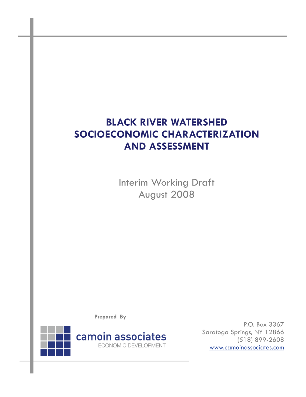 Black River Watershed Socioeconomic Characterization and Assessment
