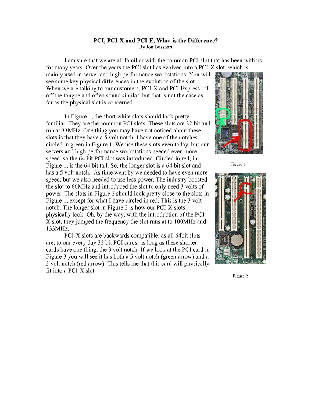 PCI, PCI-E and PCI-X