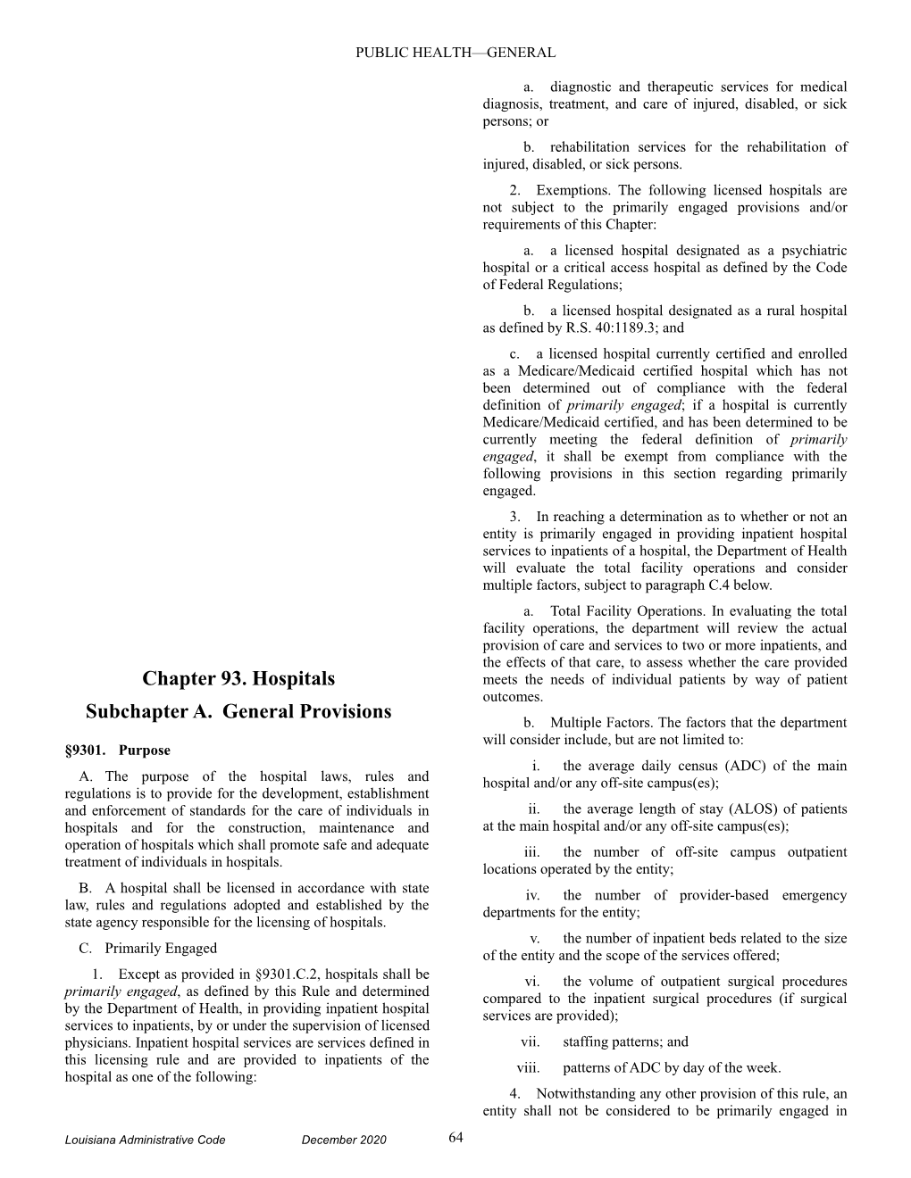 Chapter 93. Hospitals Subchapter A. General Provisions