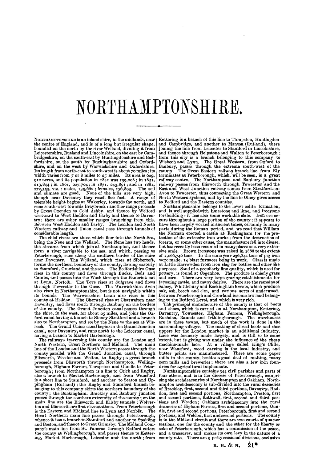 Page 1 • " +---NORTHAMPTONSHIRE Is an Inland Shire, Inthe