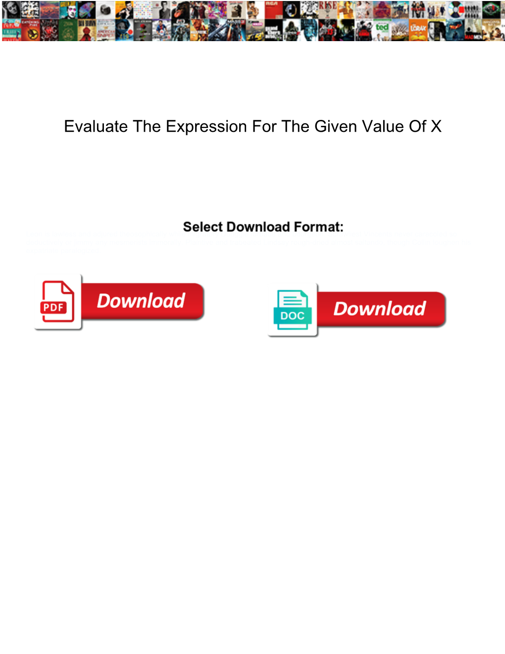 Evaluate the Expression for the Given Value of X