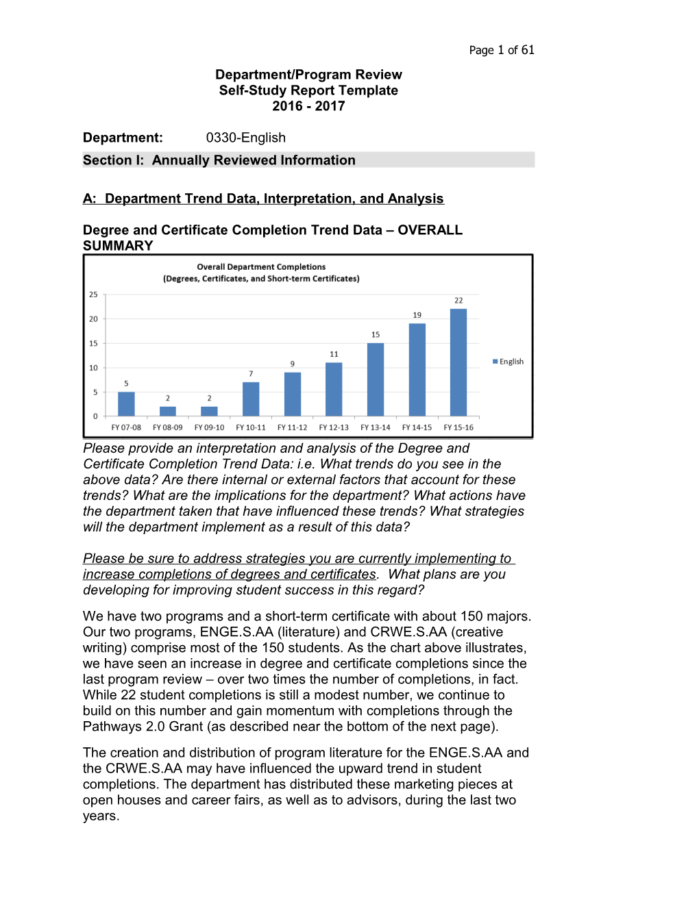 Self-Study Report Template