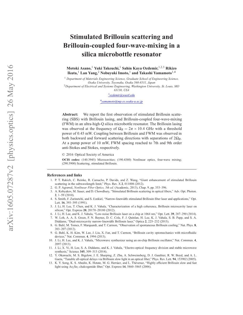 Stimulated Brillouin Scattering and Brillouin-Coupled Four-Wave-Mixing