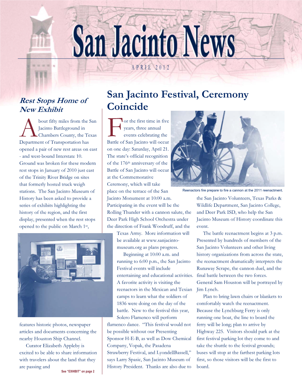 SAN JACINTO NEWS APRIL 2012 2 Today’S Heroes of San Jacinto New and Renewing Members Annual Fun Run Off to a Good