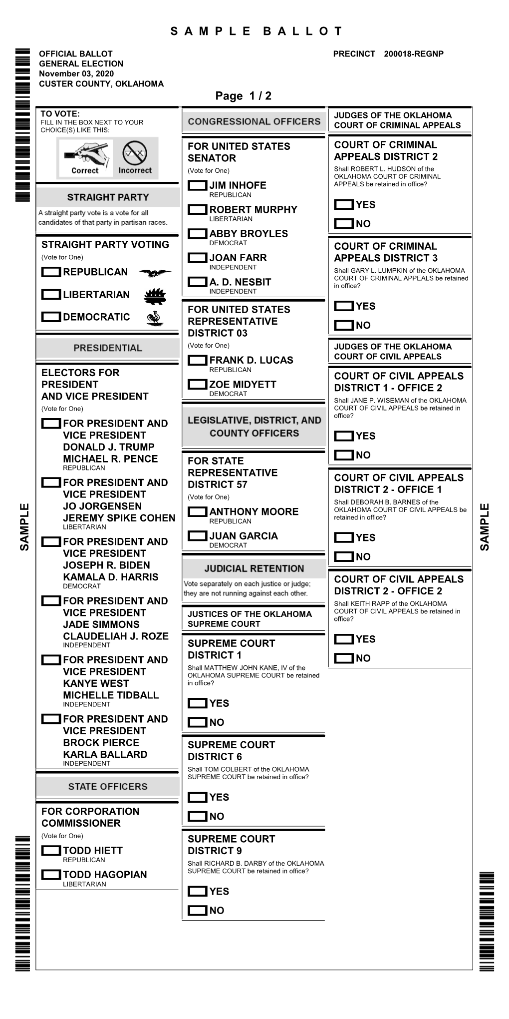 General Election, Weatherford, Precinct 18