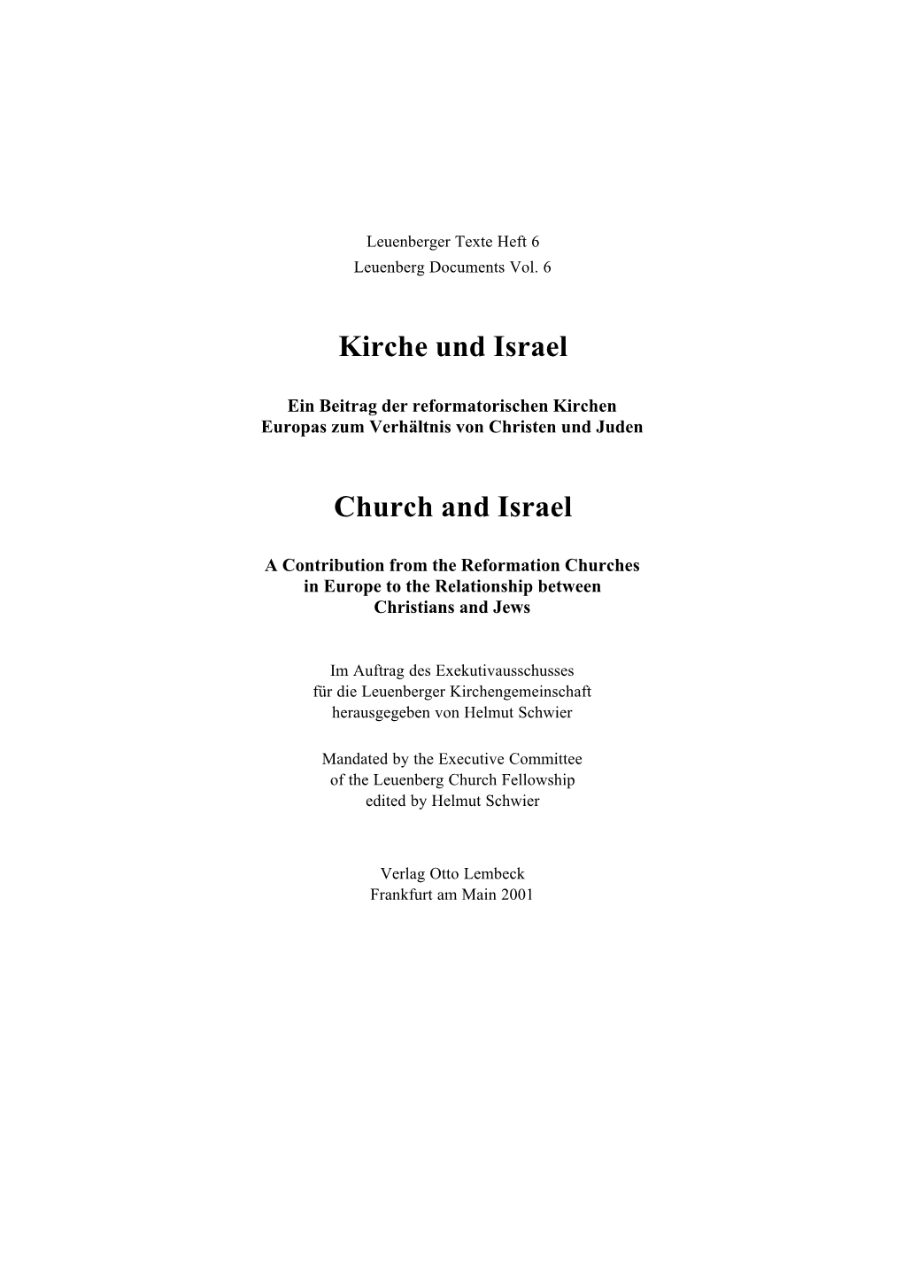 Kirche Und Israel