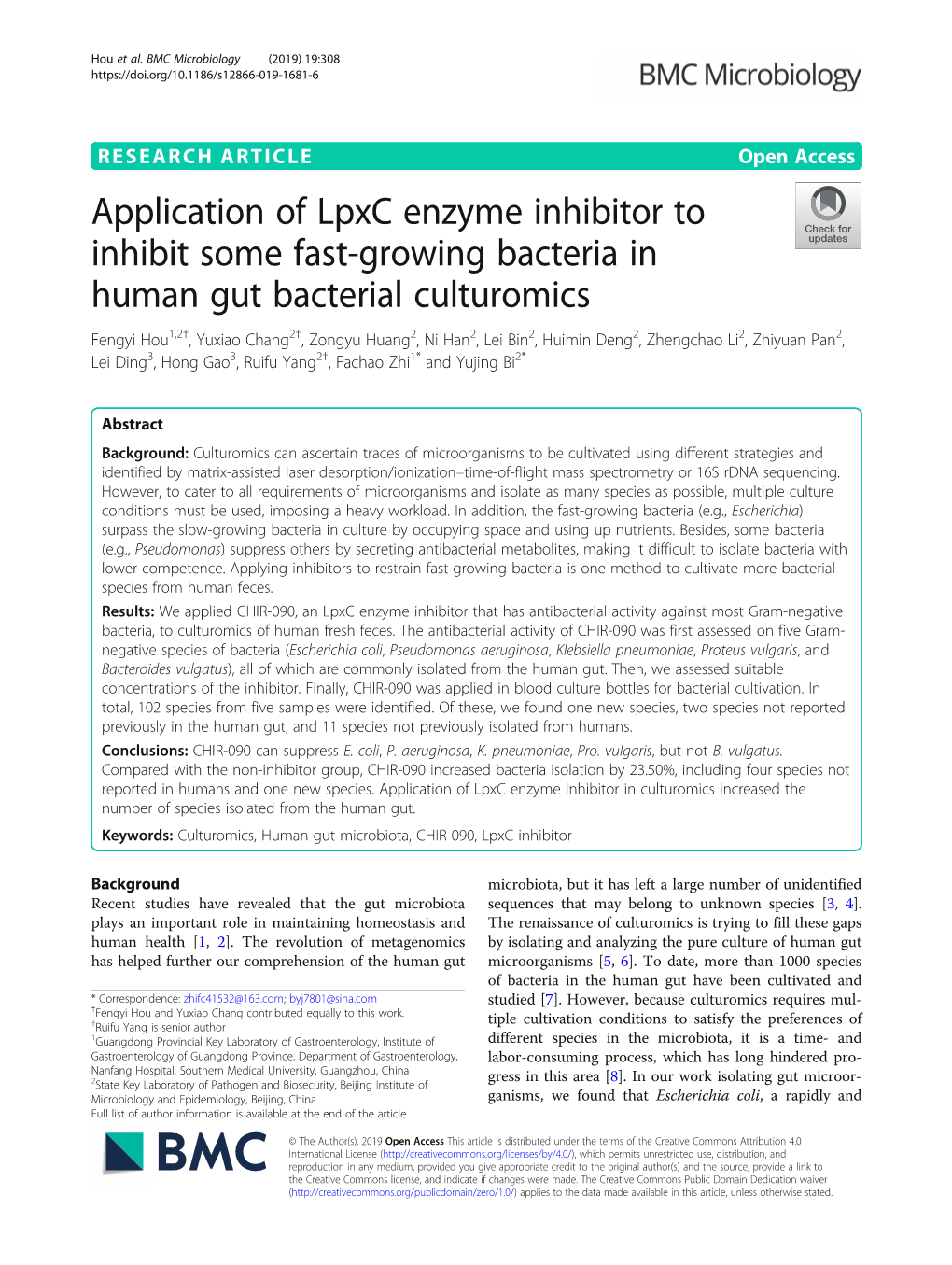 Application of Lpxc Enzyme Inhibitor to Inhibit Some Fast-Growing