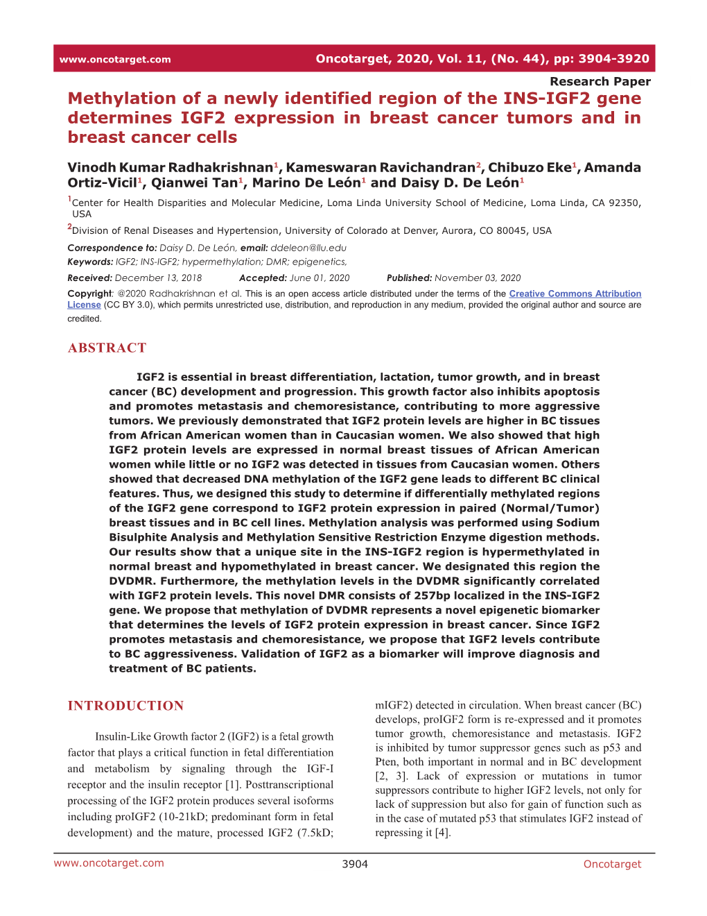 Methylation of a Newly Identified Region of the INS-IGF2 Gene Determines IGF2 Expression in Breast Cancer Tumors and in Breast Cancer Cells