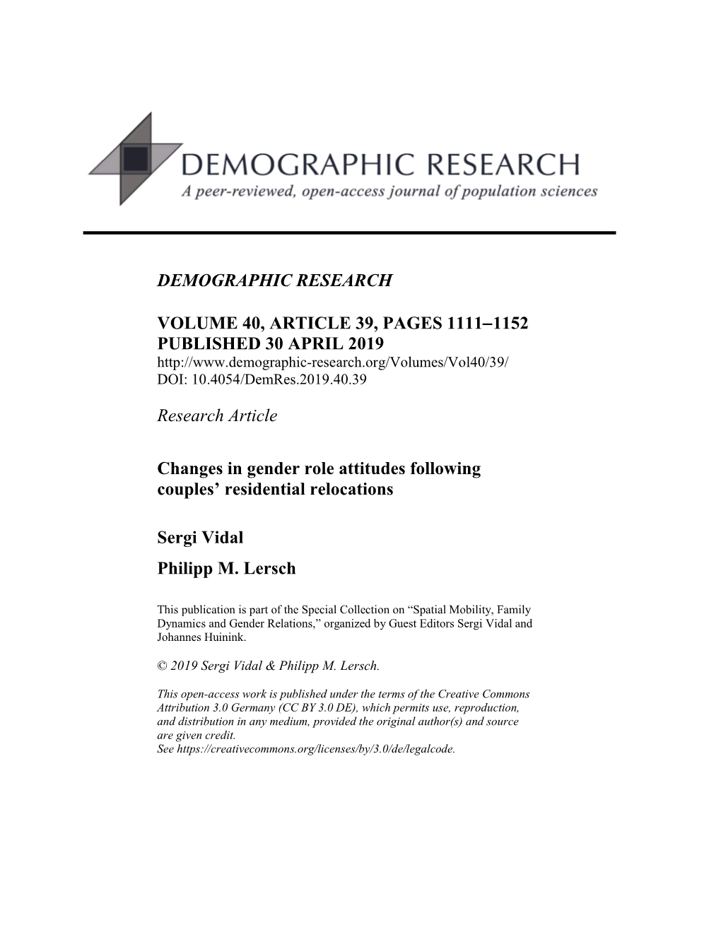 Changes in Gender Role Attitudes Following Couples' Residential