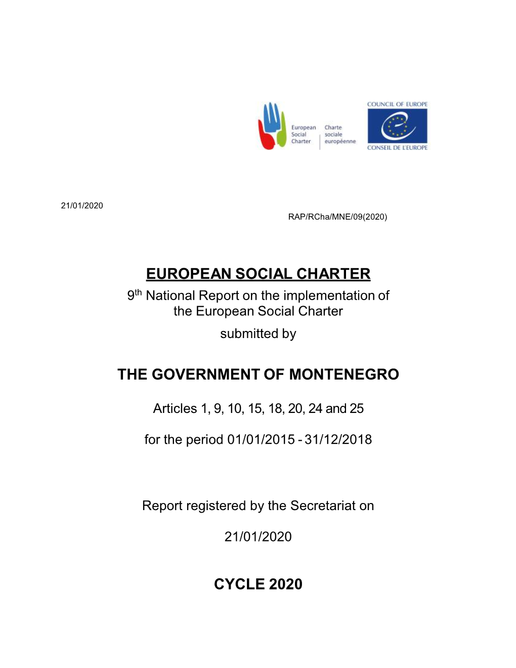 European Social Charter the Government Of