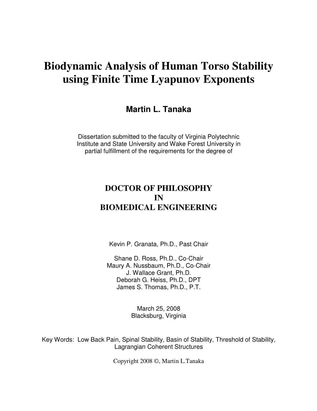 (Thesis) Biodynamic Analysis of Human Torso Stability Using Finite