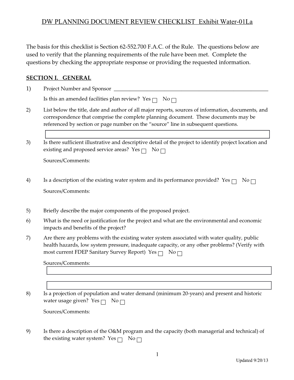 Planning Document Review Checklist