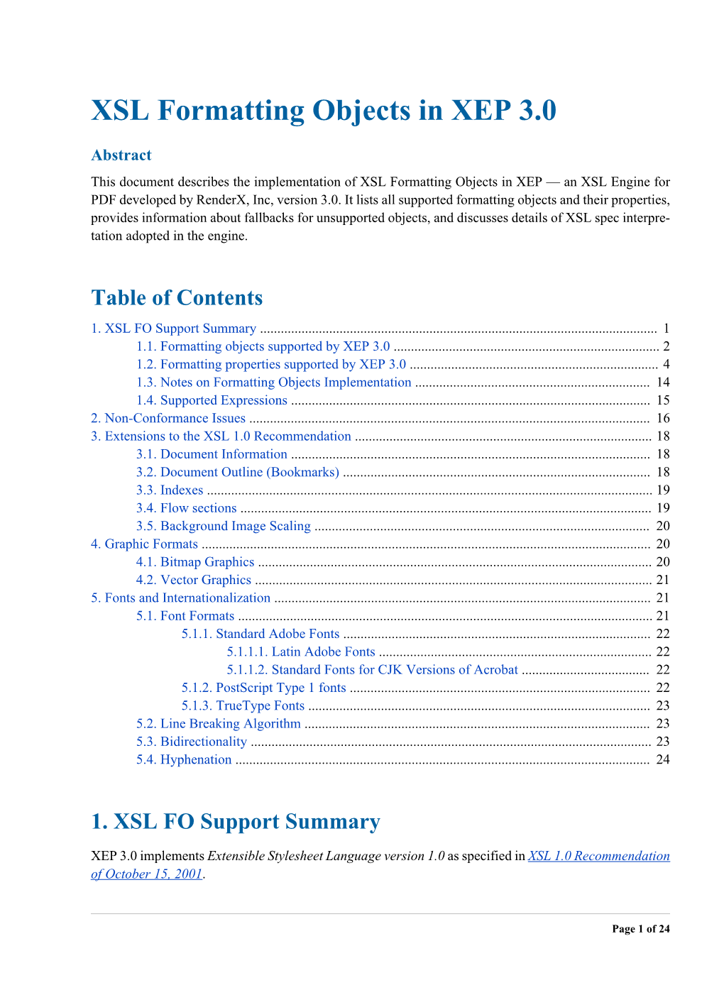 XSL Formatting Objects in XEP 3.0