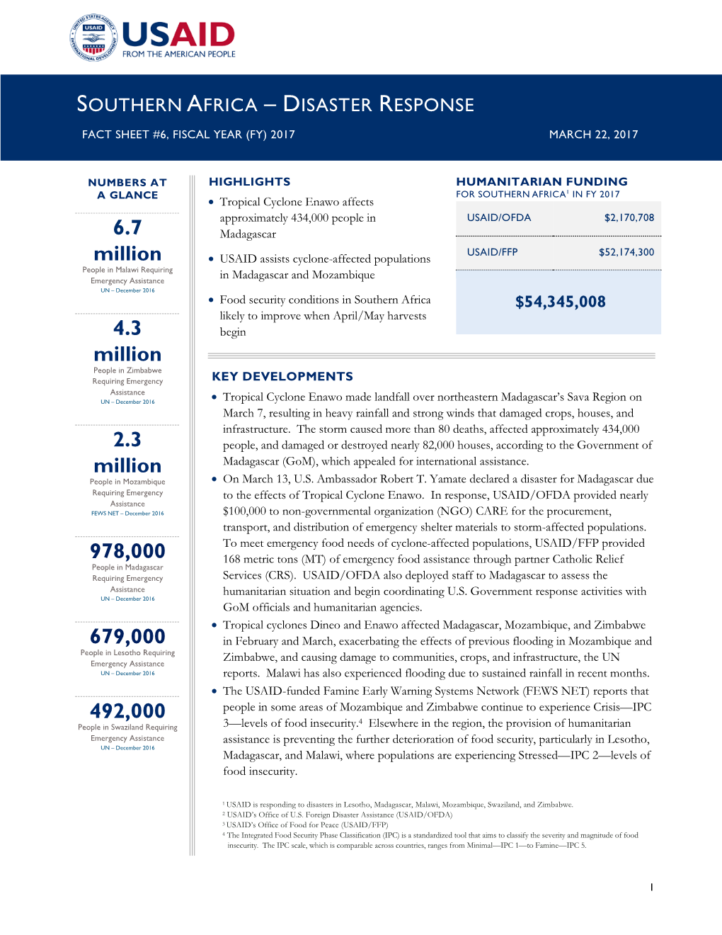 Southern Africa – Disaster Response