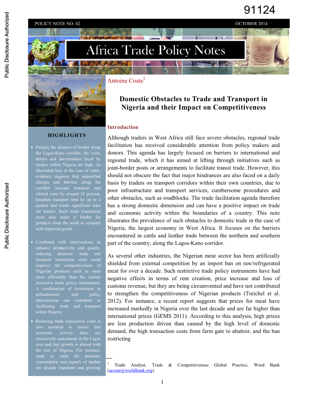 Africa Trade Policy Notes