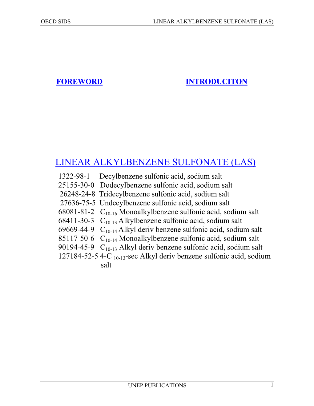 Linear Alkylbenzene Sulfonate (Las)