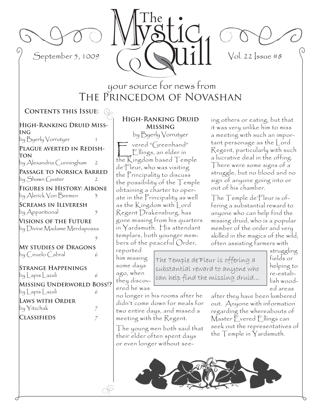 The Princedom of Novashan Your Source for News From