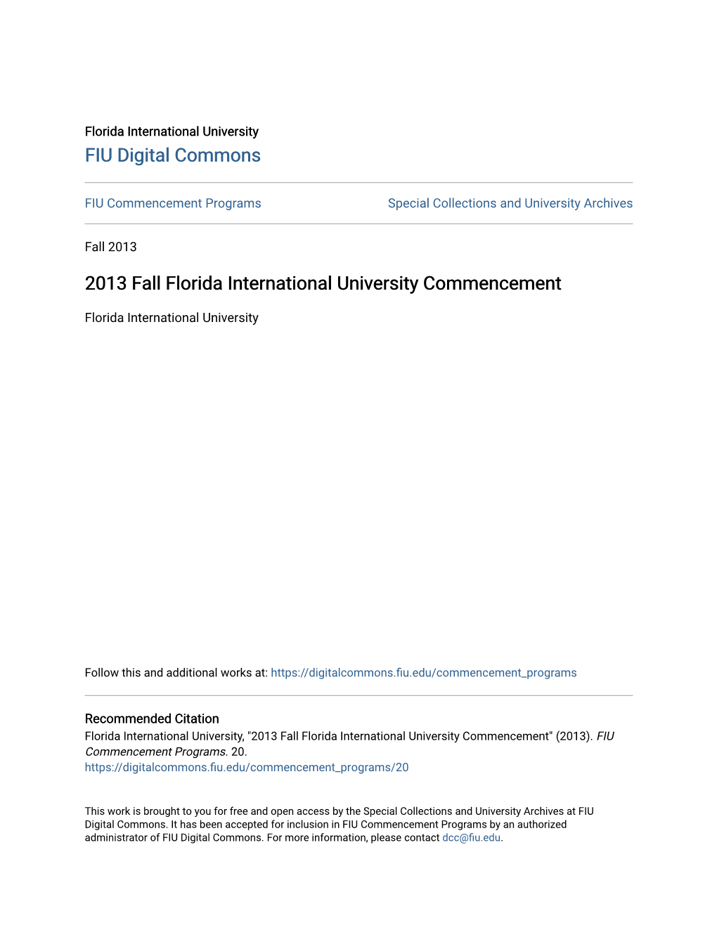 2013 Fall Florida International University Commencement