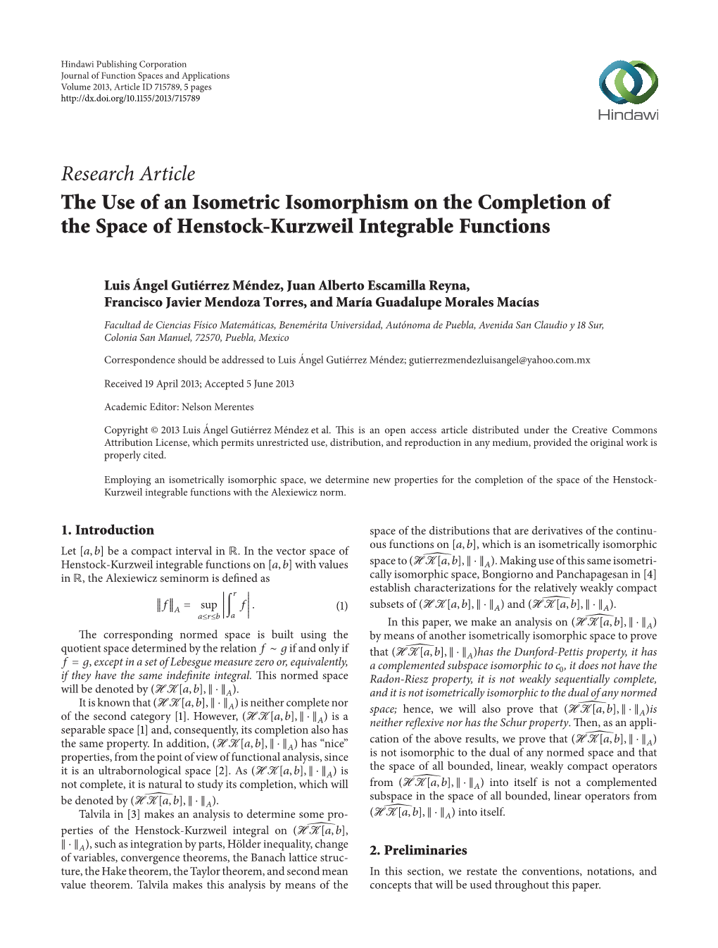 The Use of an Isometric Isomorphism on the Completion of the Space of Henstock-Kurzweil Integrable Functions