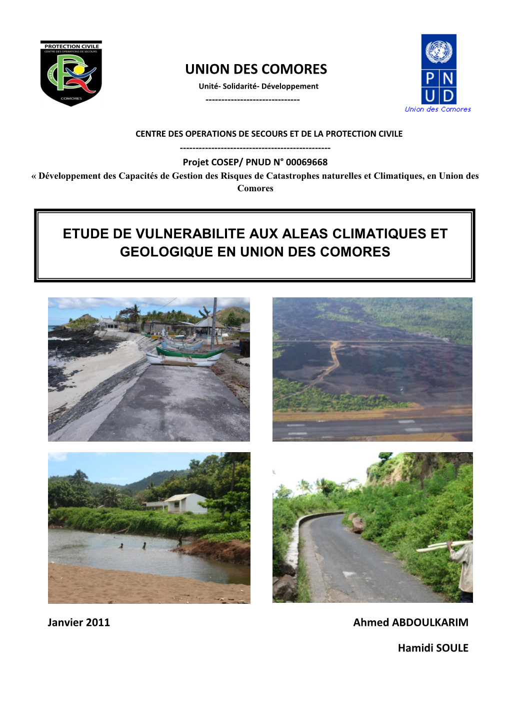 Etude De Vulnérabilité Et Géologiques En Union Des Comores