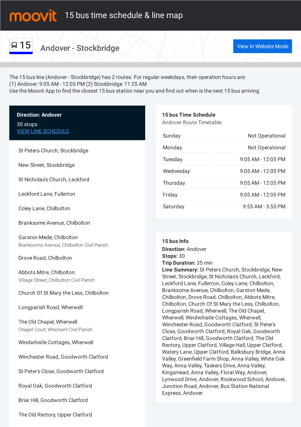 15 Bus Time Schedule & Line Route