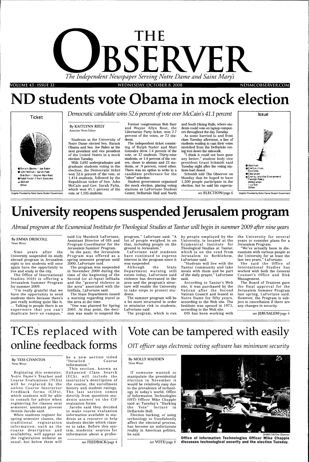 ND Students Vote Obama in Mock Election