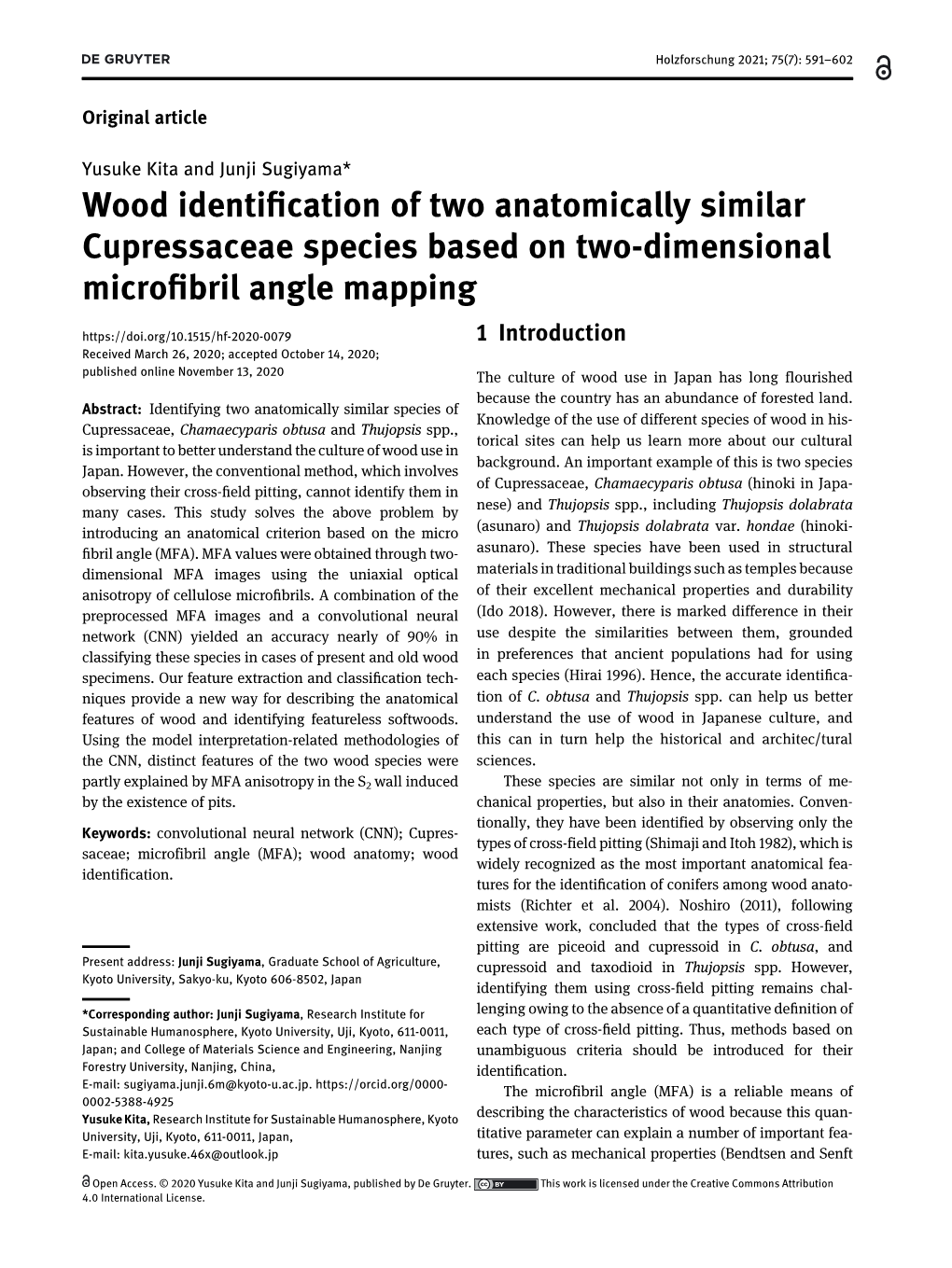 Wood Identification of Two Anatomically Similar Cupressaceae