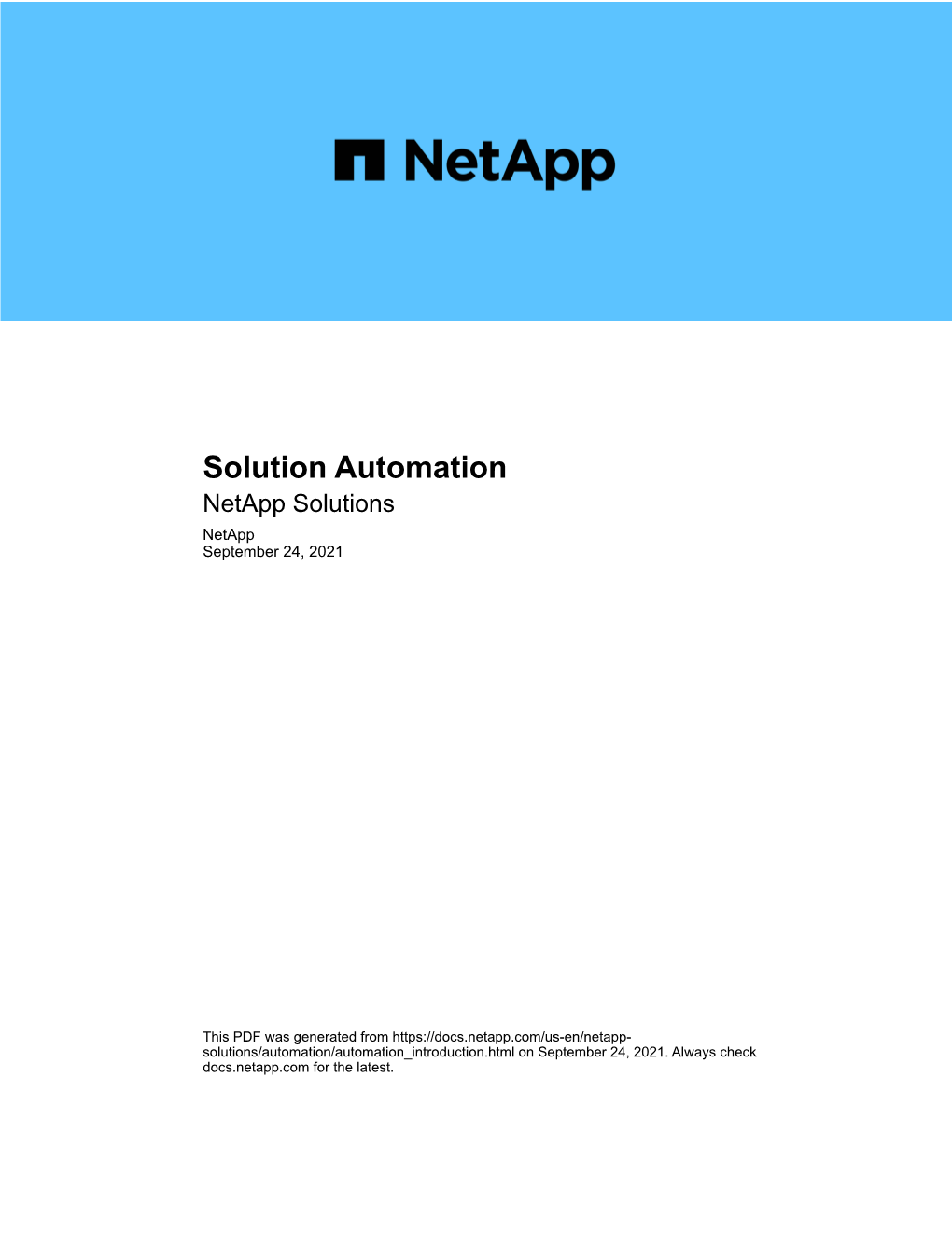 Solution Automation Netapp Solutions Netapp September 24, 2021