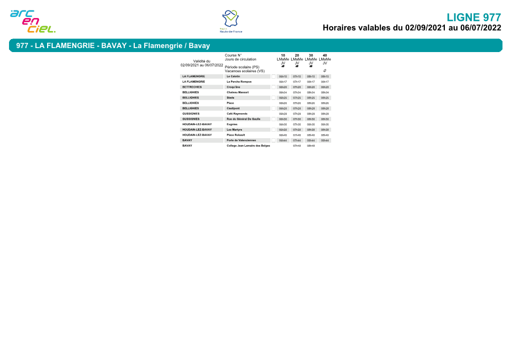 Horaires De La Ligne 977S