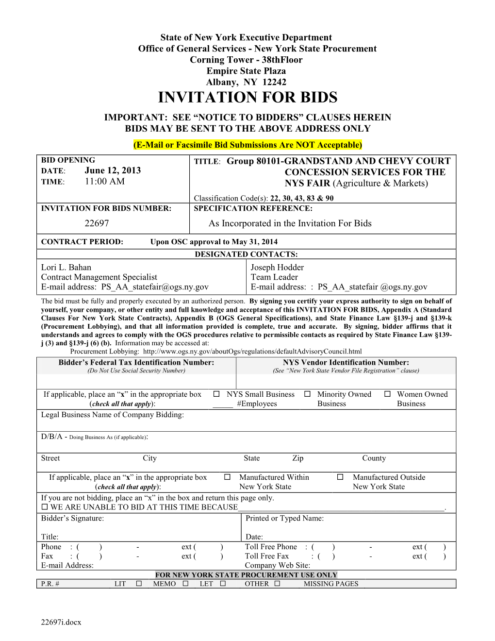 Invitation for Bids