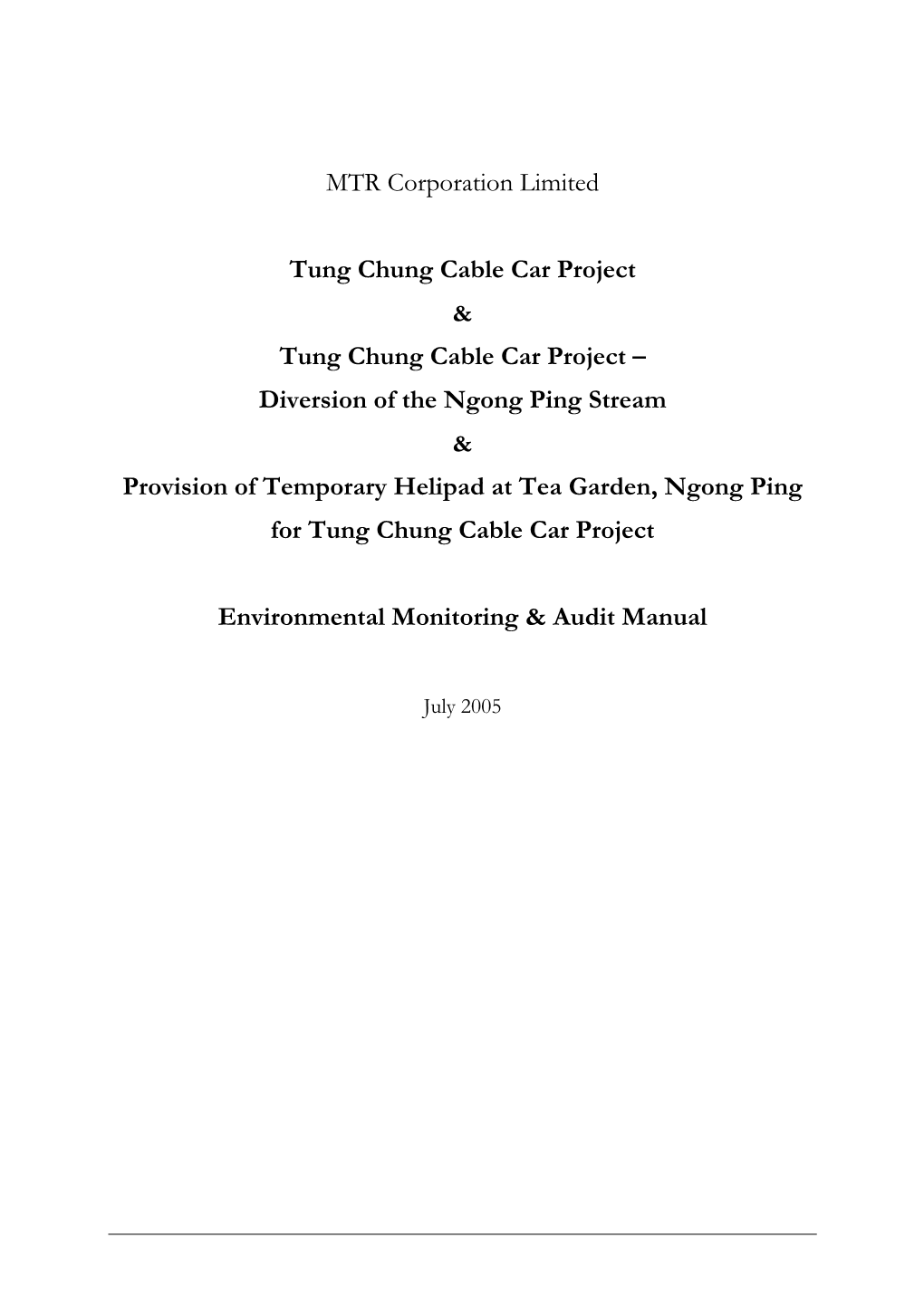 Diversion of the Ngong Ping Stream Provisi