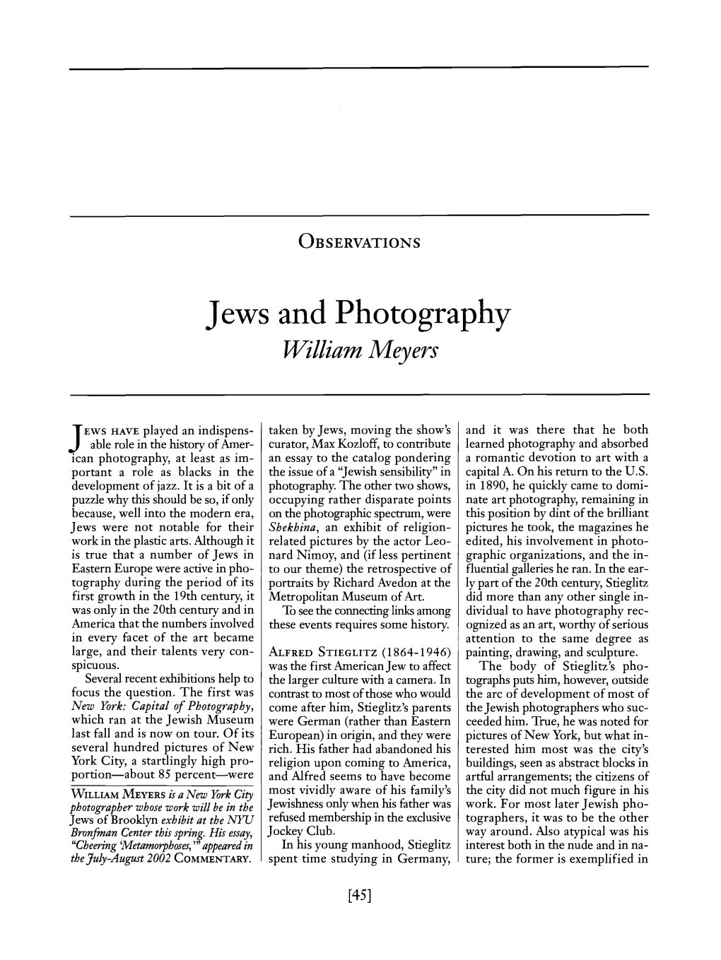 Jews and Photography William Meyers