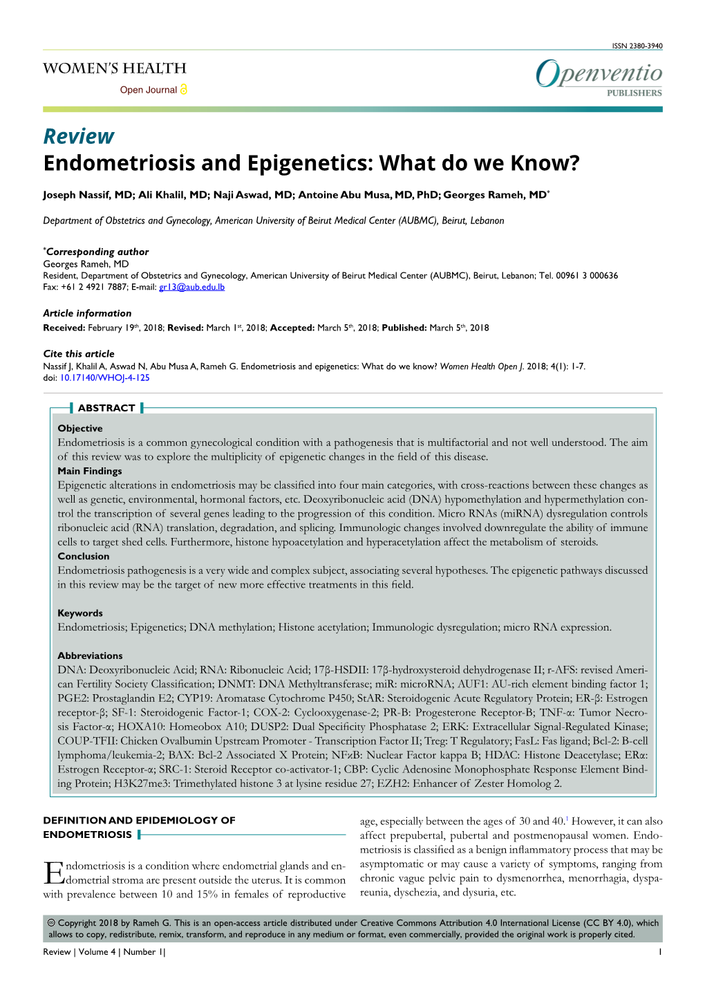 Endometriosis and Epigenetics: What Do We Know?