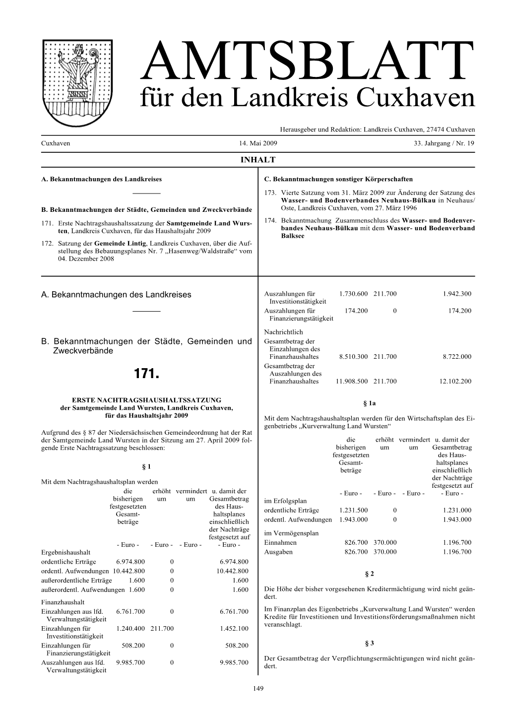 AMTSBLATT Für Den Landkreis Cuxhaven