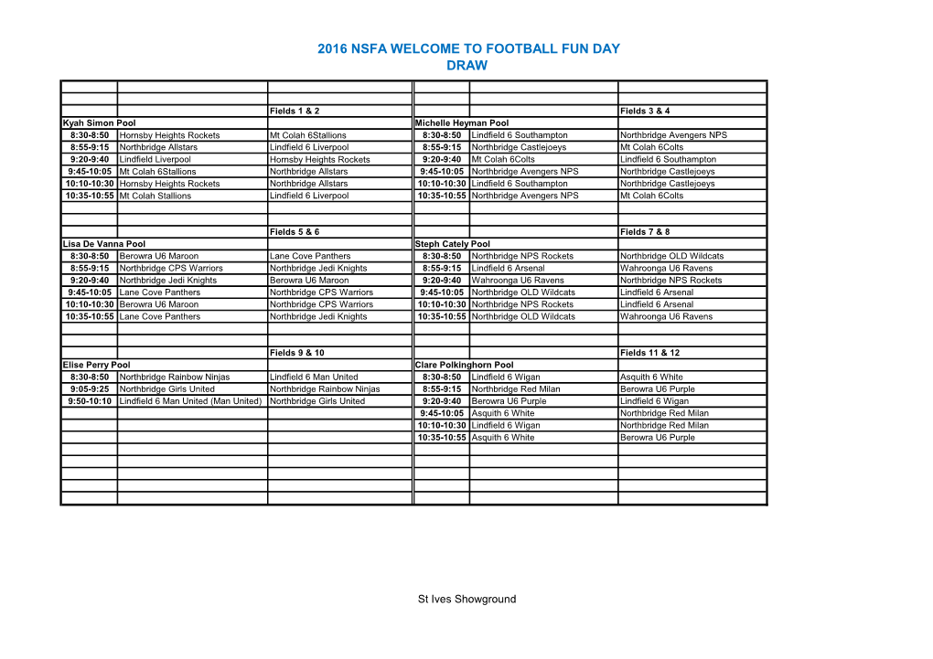 2016 Nsfa Welcome to Football Fun Day Draw