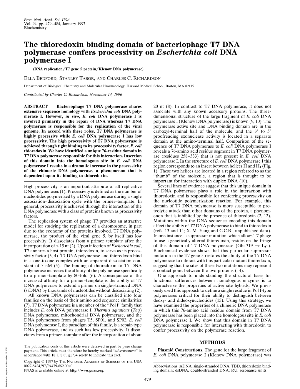 The Thioredoxin Binding Domain of Bacteriophage T7 DNA