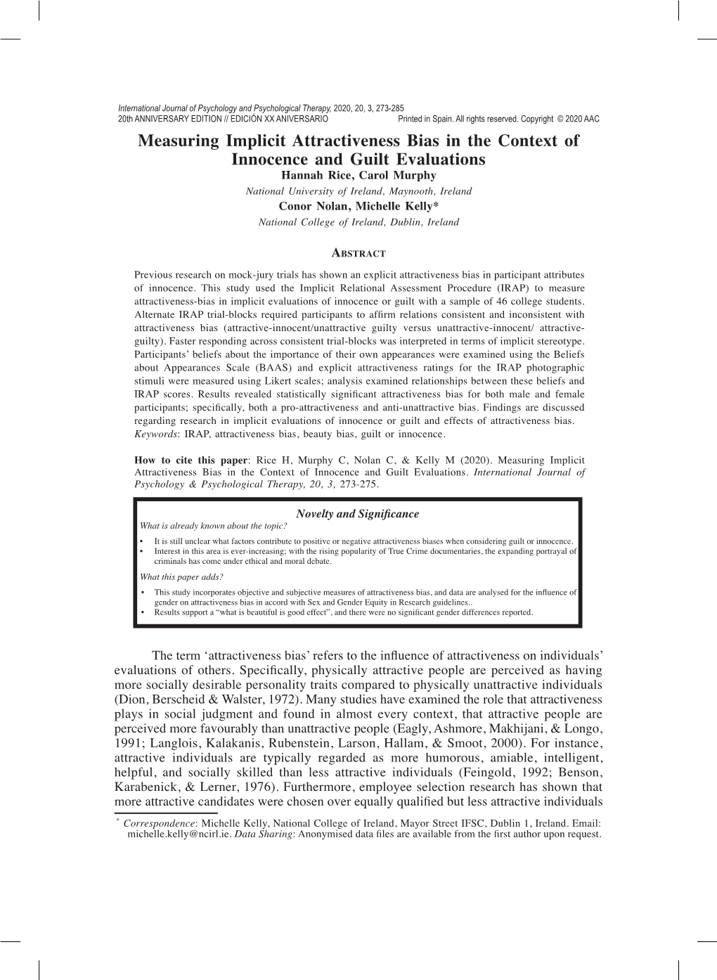 Measuring Implicit Attractiveness Bias in the Context of Innocence and Guilt Evaluations