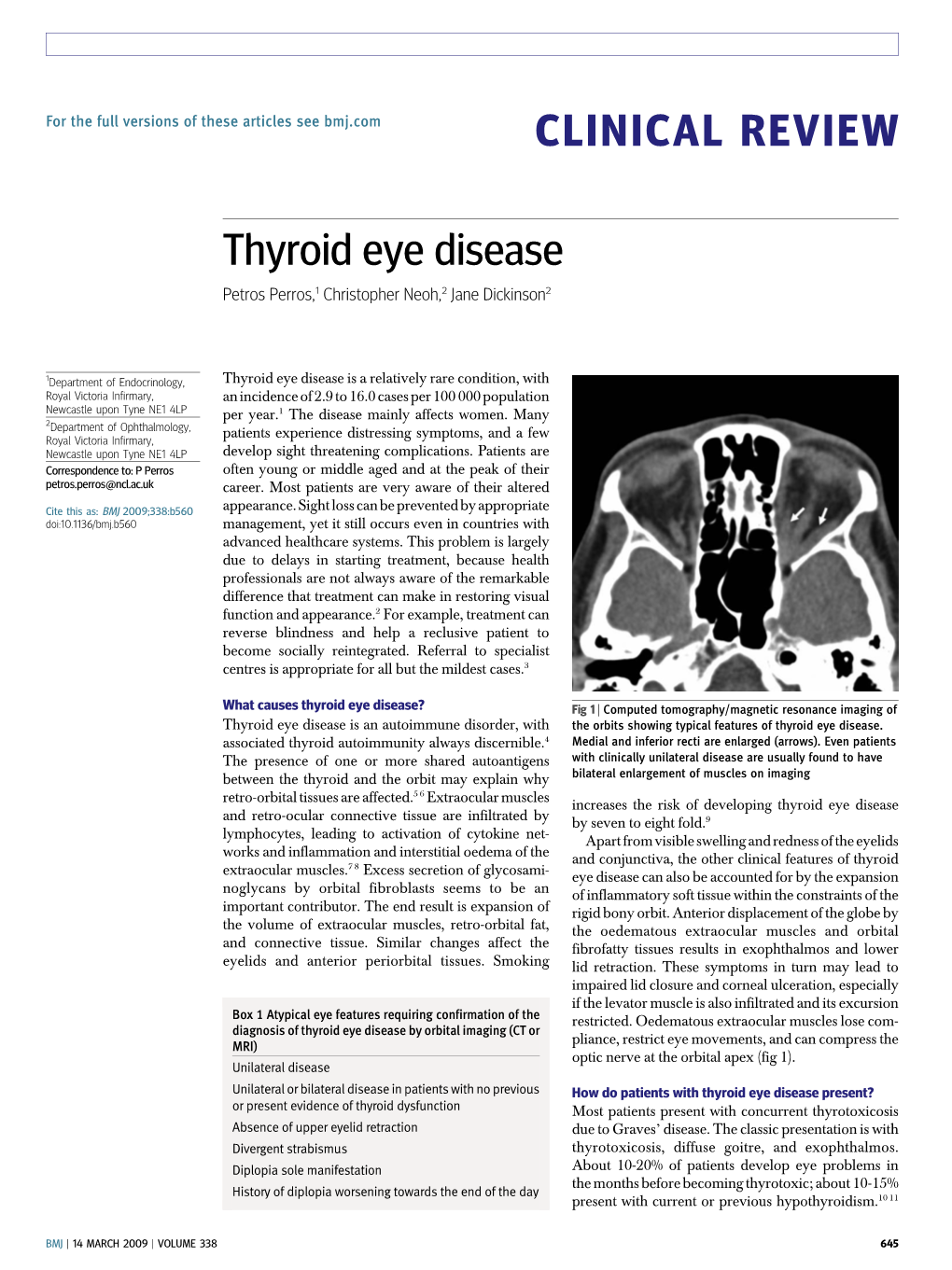 CLINICAL REVIEW Thyroid Eye Disease