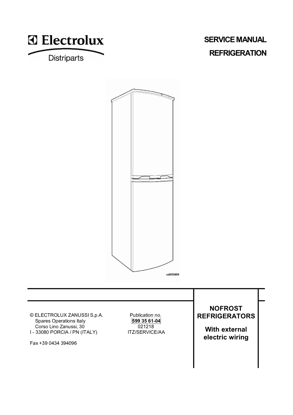 Service Manual Refrigeration