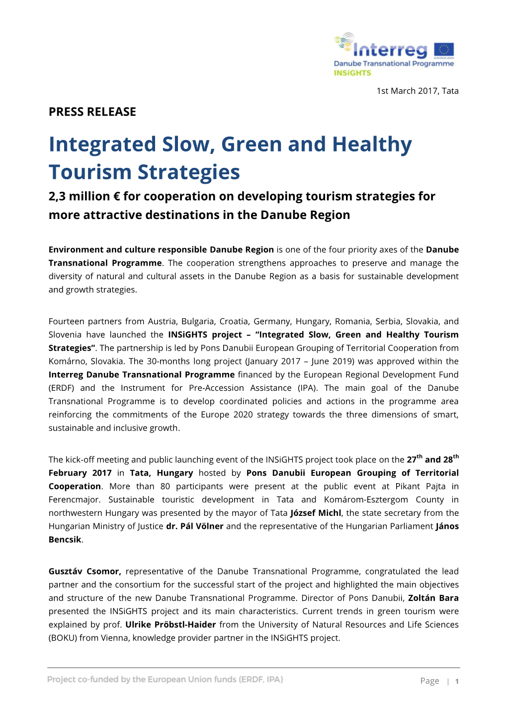 Integrated Slow, Green and Healthy Tourism Strategies