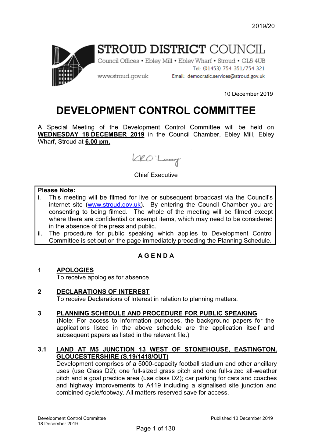 Development Control Committee