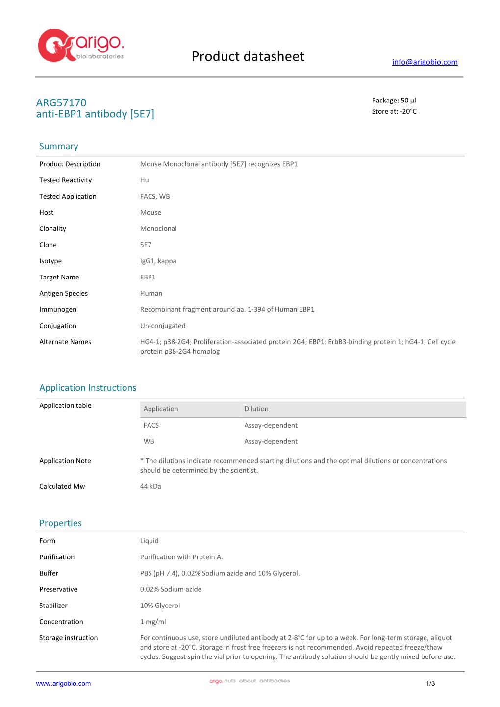 Anti-EBP1 Antibody [5E7] (ARG57170)