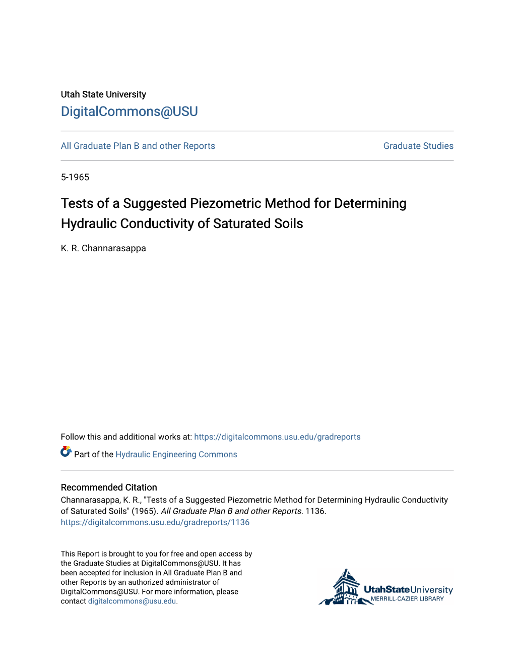 Tests of a Suggested Piezometric Method for Determining Hydraulic Conductivity of Saturated Soils