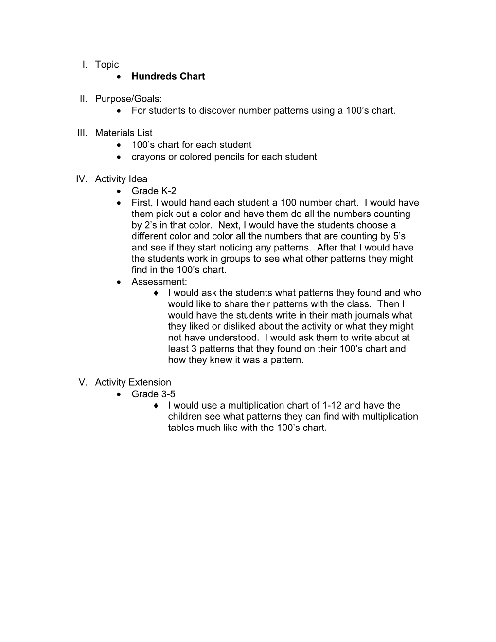 For Students to Discover Number Patterns Using a 100'S Chart. III