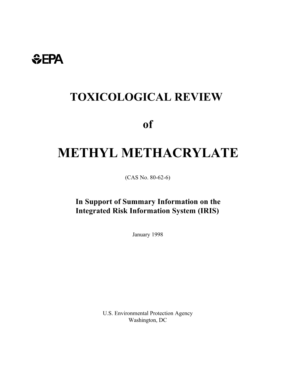 Toxicological Review of Methyl Methacrylate