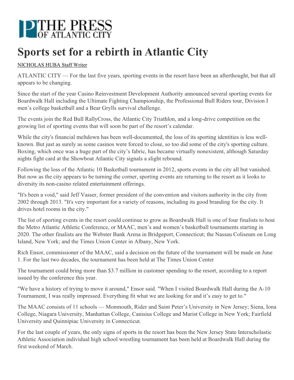 Sports Set for a Rebirth in Atlantic City