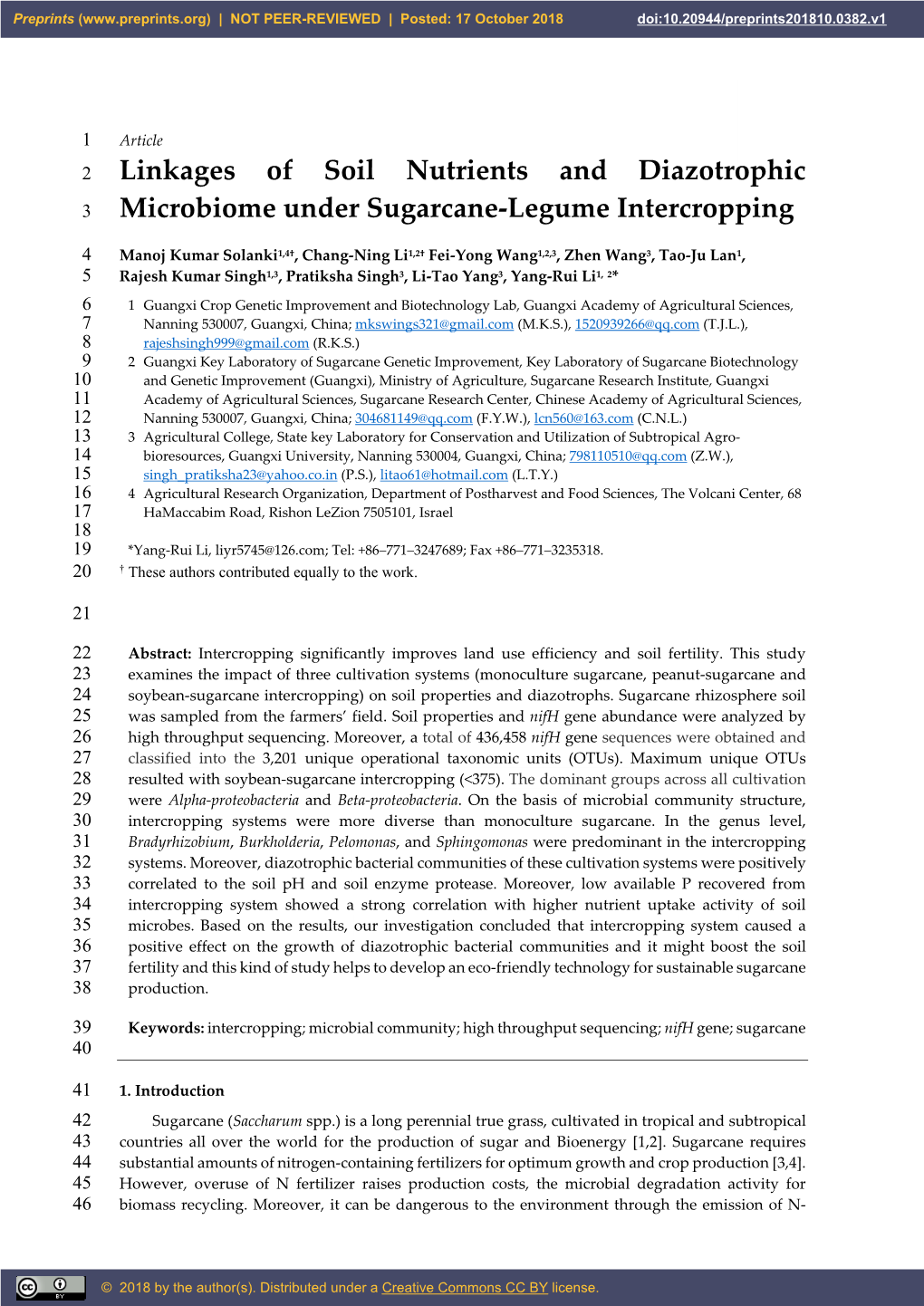 Linkages of Soil Nutrients and Diazotrophic Microbiome Under