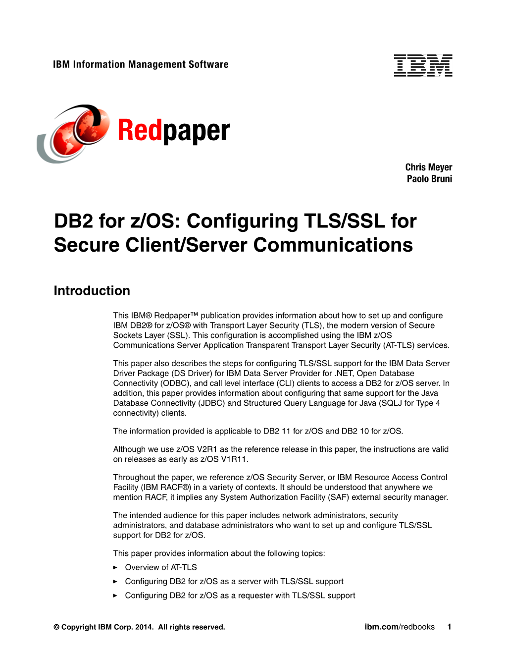 DB2 for Z/OS: Configuring TLS/SSL for Secure Client/Server Communications