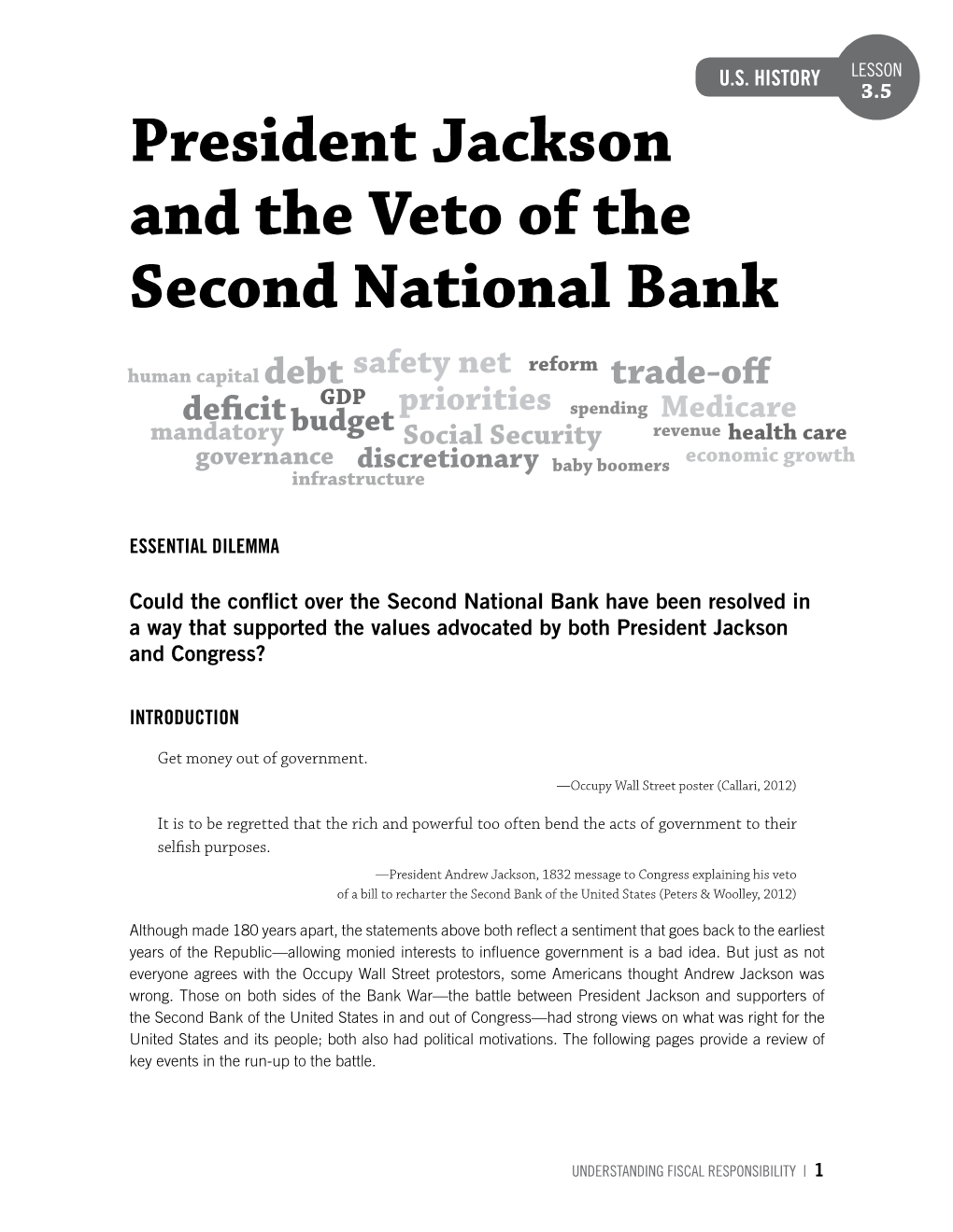 President Jackson and the Veto of the Second National Bank